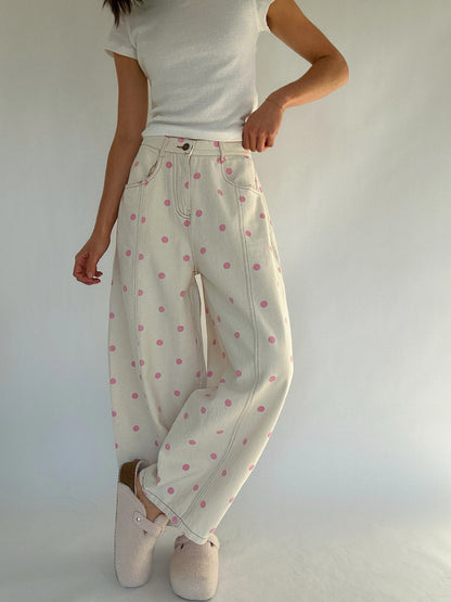 Pantalón PRINCESS, ancho, delicado, con lunares.