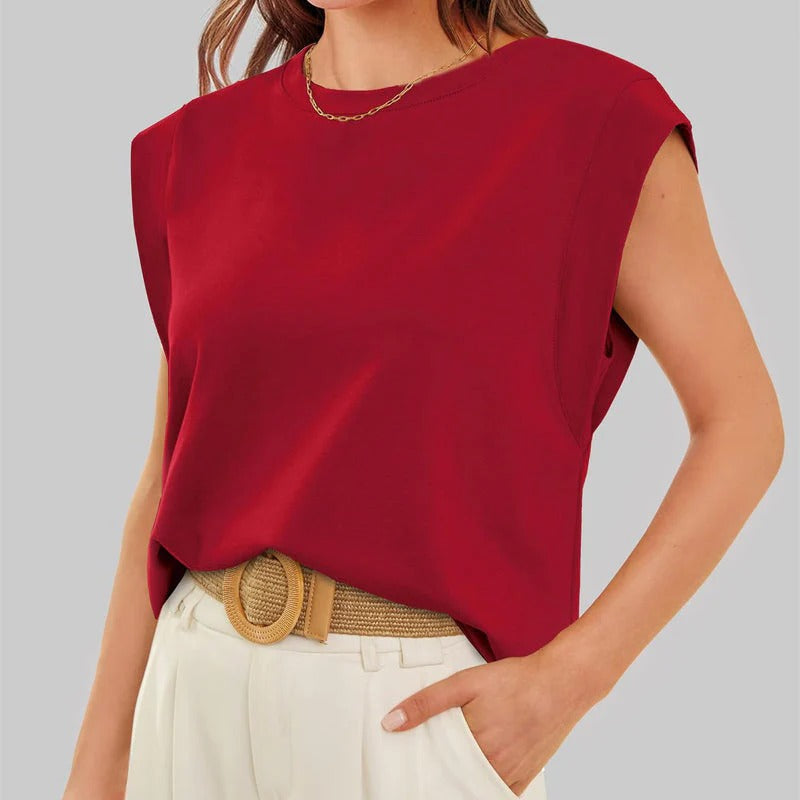 Top HILTON liso cuello redondo y sin mangas