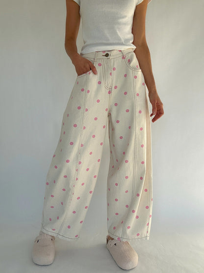 Pantalón PRINCESS, ancho, delicado, con lunares.