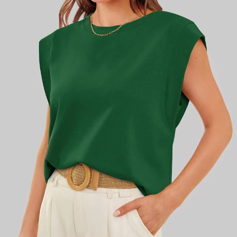 Top HILTON liso cuello redondo y sin mangas