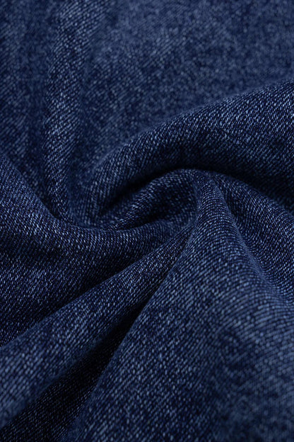 Conjunto IMPERIA denim de top vaquero con cremallera y falda con botones y bolsillos.