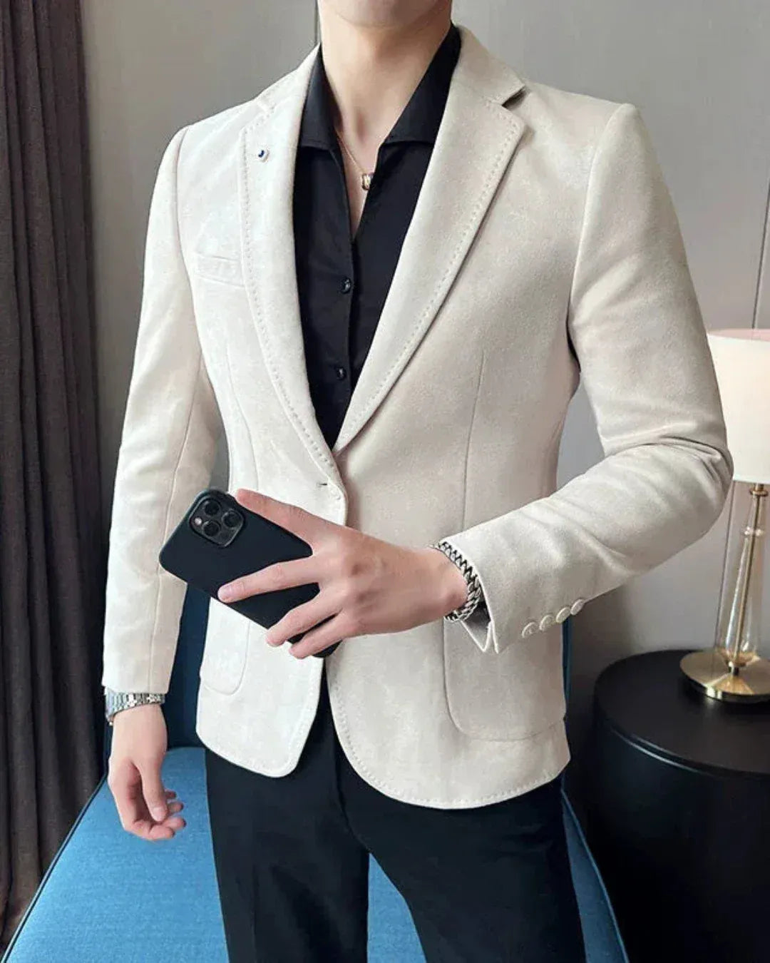 Blazer MATEO elegante para hombre con un solo botón en elastano.