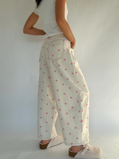 Pantalón PRINCESS, ancho, delicado, con lunares.