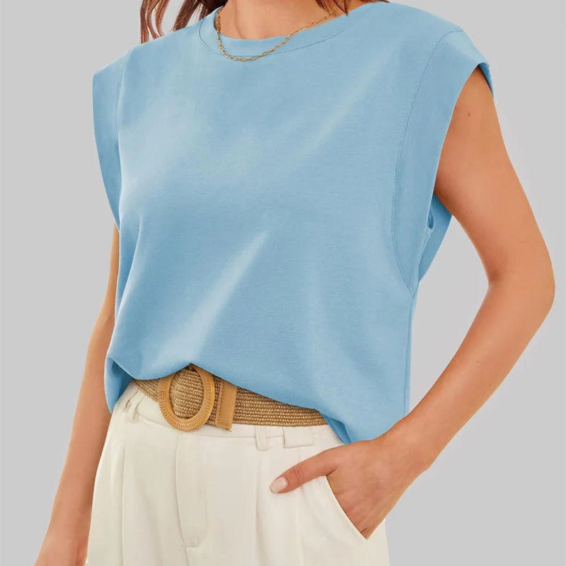 Top HILTON liso cuello redondo y sin mangas