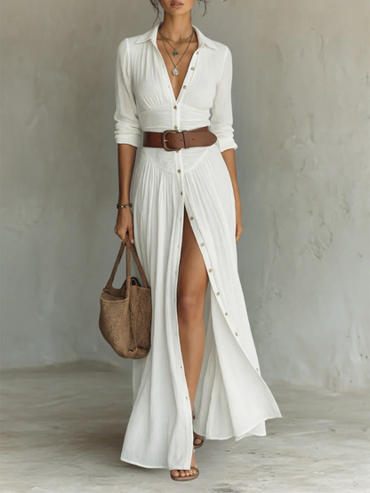 Vestido DAKOTA, cuello de solapa mangas largas.