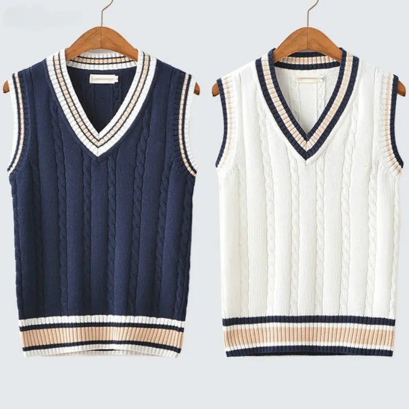 Chaleco PAUL de Punto Hombre Estilo Preppy | Jersey Sin Mangas Elegante y Casual