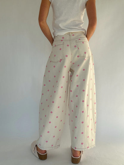 Pantalón PRINCESS, ancho, delicado, con lunares.