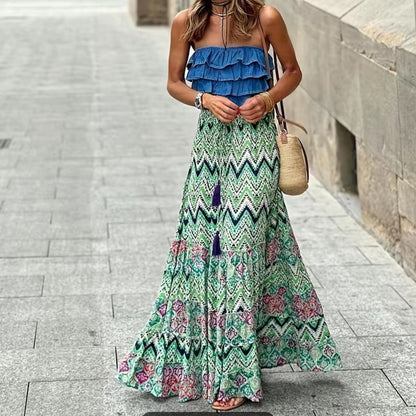 Falda JULIA, maxi falda, estampada.