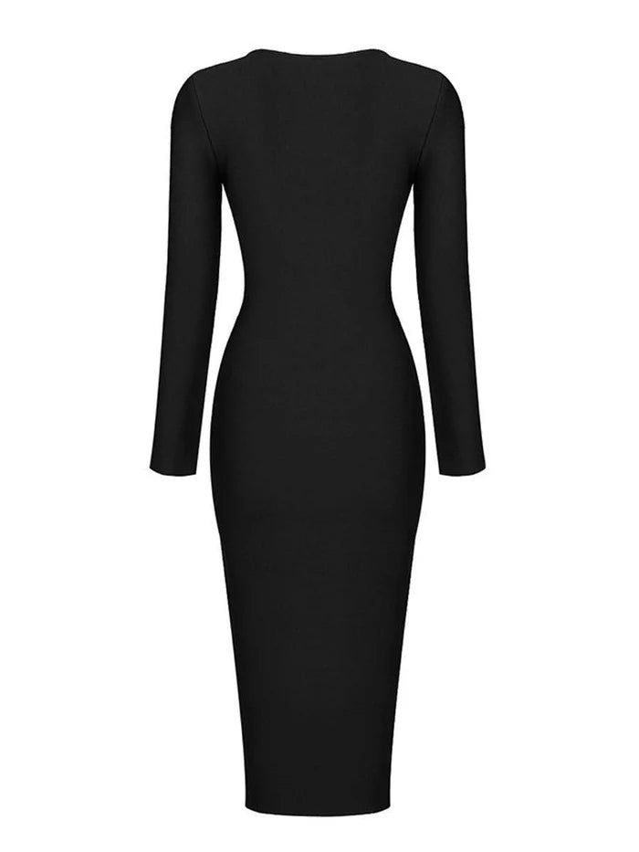 Vestido NARA, con cierre trasero y mangas largas.