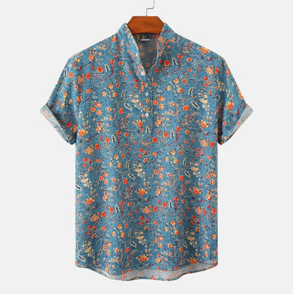 Camisa NOHA Hombre Manga Corta | Camisa Casual Cuello Mandarín Verano Elegante