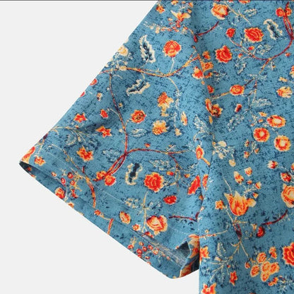Camisa NOHA Hombre Manga Corta | Camisa Casual Cuello Mandarín Verano Elegante