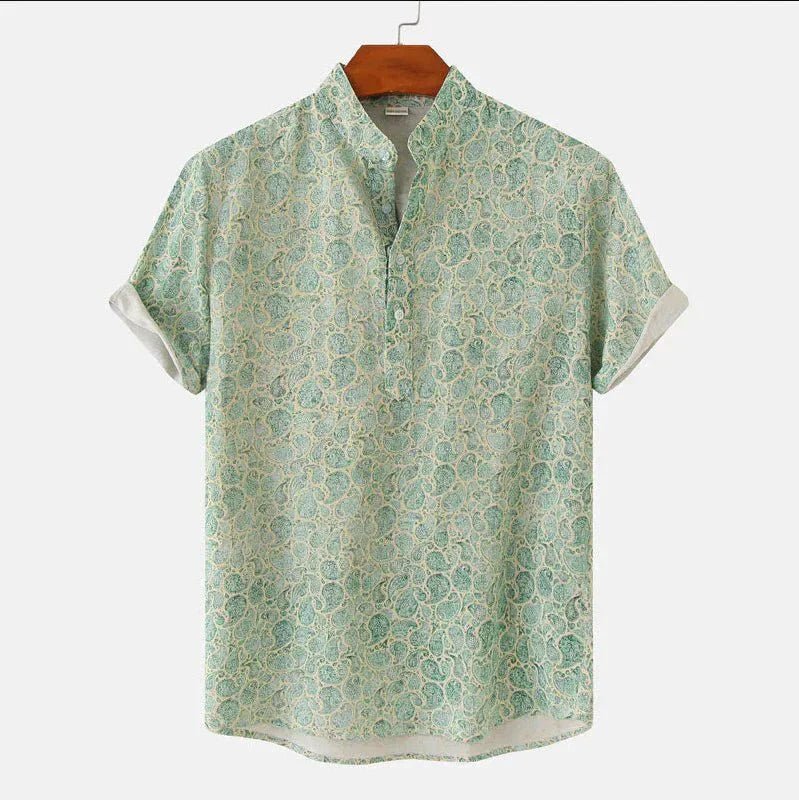 Camisa NOHA Hombre Manga Corta | Camisa Casual Cuello Mandarín Verano Elegante