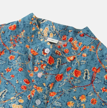 Camisa NOHA Hombre Manga Corta | Camisa Casual Cuello Mandarín Verano Elegante
