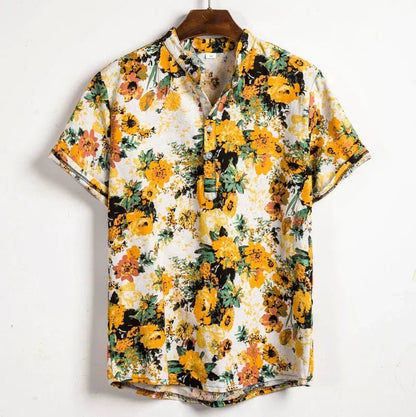 Camisa NOHA Hombre Manga Corta | Camisa Casual Cuello Mandarín Verano Elegante