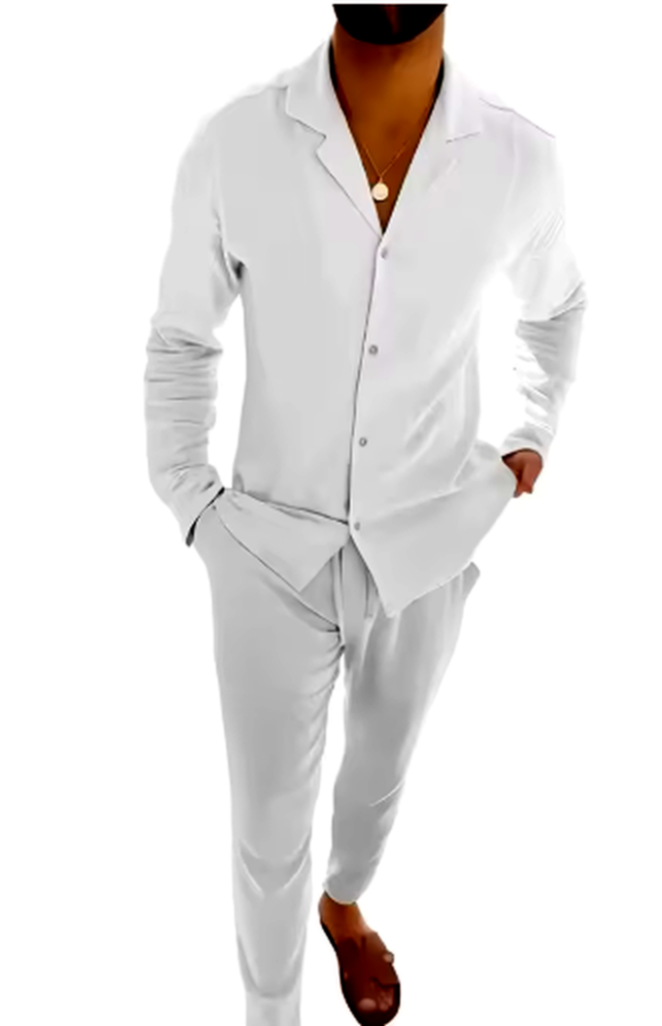 Conjunto JOAN Hombre Elegante Casual | Set Camisa Manga Larga + Pantalón Relax Fit