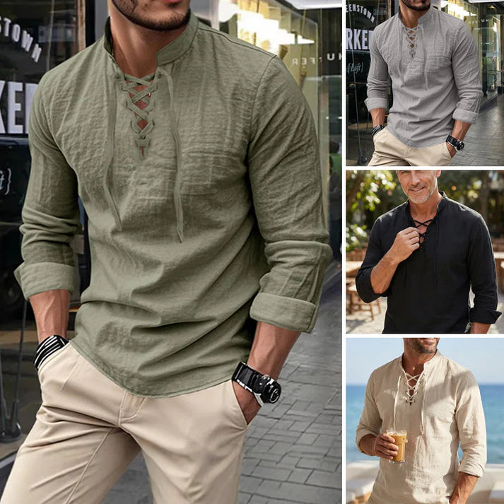 Camisa JACOB estilo boho hombre, mangas largas.
