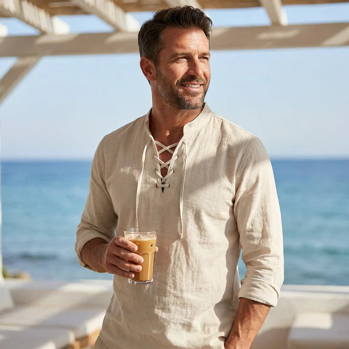 Camisa JACOB estilo boho hombre, mangas largas.