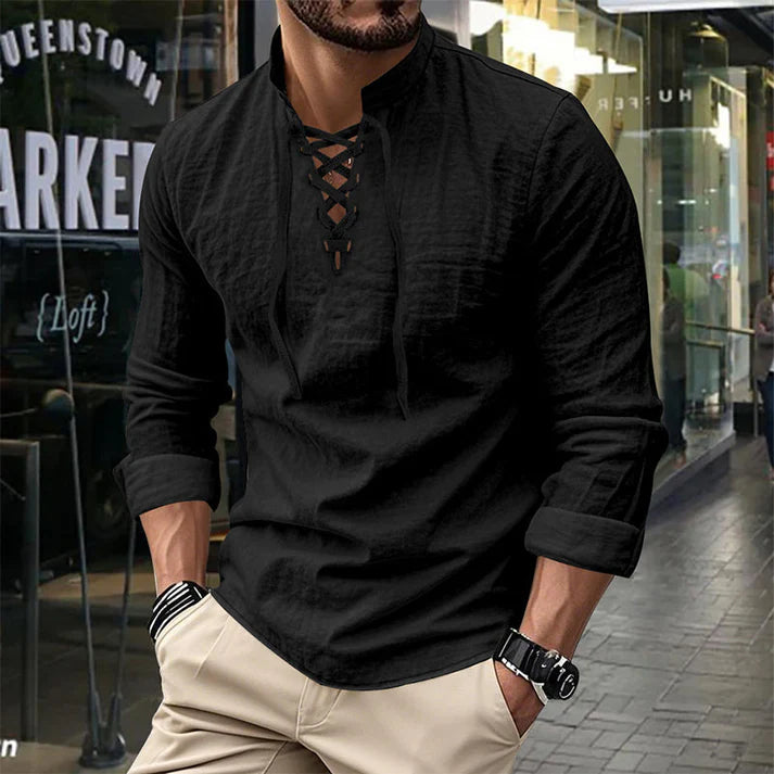 Camisa JACOB estilo boho hombre, mangas largas.