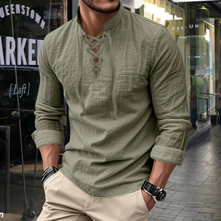 Camisa JACOB estilo boho hombre, mangas largas.