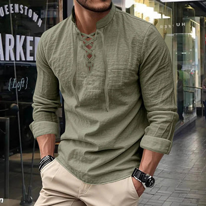 Camisa JACOB estilo boho hombre, mangas largas.